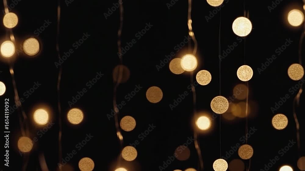 Poster black background with a bunch of glowing lights in the form of circles. the lights are scattered all