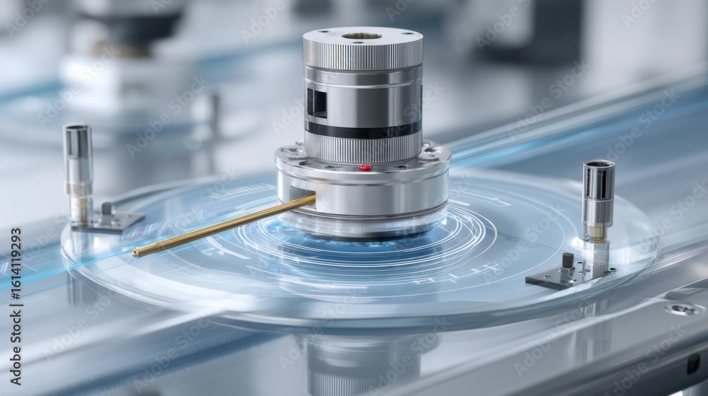 Poster advanced equipment executing a microled roll to roll production process, featuring precision applica