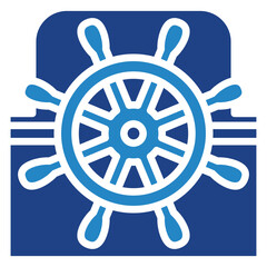 Fototapeta premium Boat Wheel dual tone blue color icon, mini illustration for ocean, marine, sea and nautical UI, UX kit, app and web development, digital or print