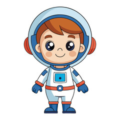 cute cartoon boy astronaut with dress in watercolor  illustration style 