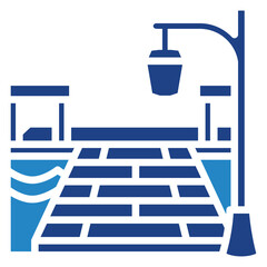 Lantern Light dual tone blue color icon, mini illustration for ocean, marine, sea and nautical UI, UX kit, app and web development, digital or print