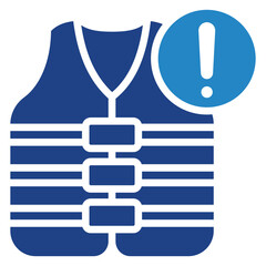 Life Jacket dual tone blue color icon, mini illustration for ocean, marine, sea and nautical UI, UX kit, app and web development, digital or print