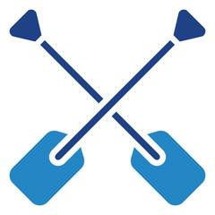 Paddle dual tone blue color icon, mini illustration for ocean, marine, sea and nautical UI, UX kit, app and web development, digital or print