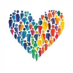 abstract charity donation heart logo icon symbol, concept of social community group, talking meeting  networking connection between people women children teenager. geometric texture pattern