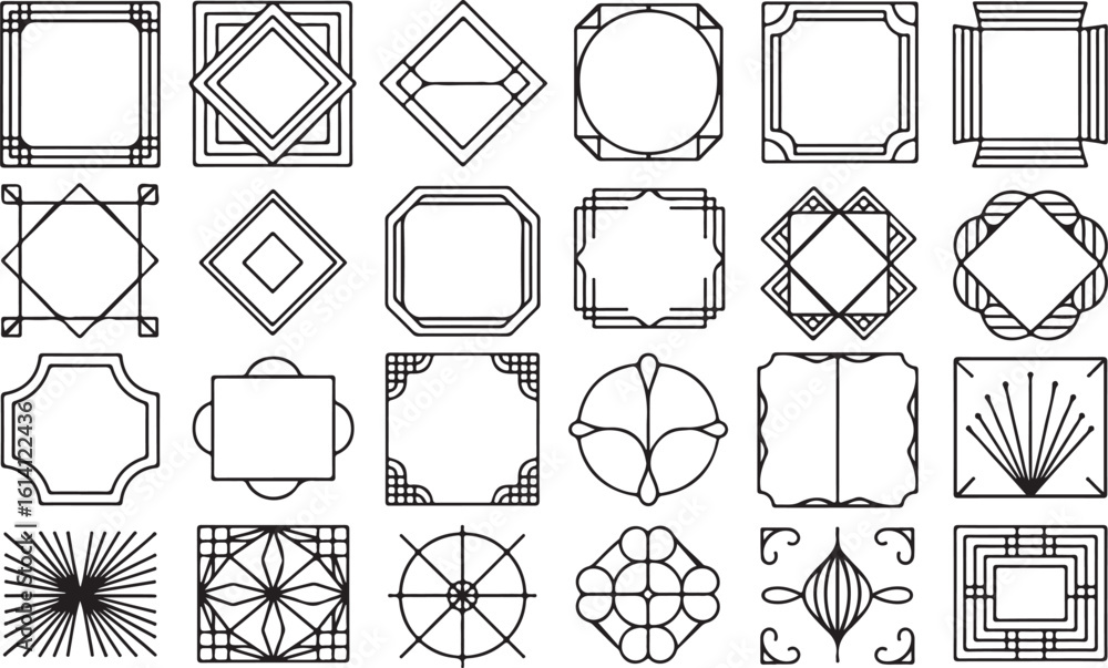 Poster geometric decorative frames and borders patterns