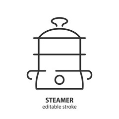 Steamer line icon. Kitchen appliance vector illustration. Editable stroke.