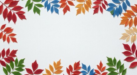 Colorful Leaf Frame: A vibrant and cheerful frame crafted from an array of vividly colored leaves, perfectly encapsulating the essence of autumn.