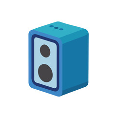 Obraz premium Blue Speaker Illustration with Two Round Openings and Three Small Holes on white background