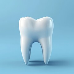 Vector 3d Realistic Tooth. Dental Inspection Banner, Plackard. Tooth Icon Closeup on Blue Background. Medical, Dentist Design Template. Dental Health Concept