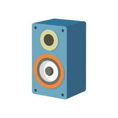 Blue Speaker Illustration with Two Drivers for Audio Playback on white background