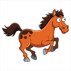 Cartoon horse running isolated on white background vector illustration ideal for animal themed designs, children projects, and active motion visuals.