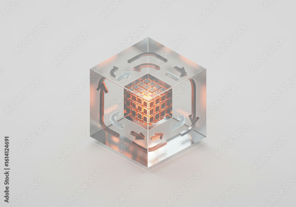 Aufkleber abstract cube with arrows showing a cyclic process.