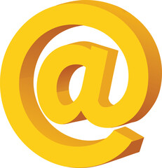 Golden 3d at symbol icon on white background