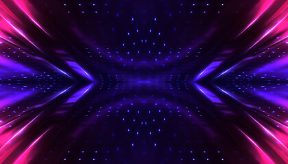 Abstract bright neon background scene with rays, spotlights, multi-colored background.