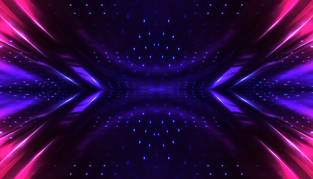 Abstract bright neon background scene with rays, spotlights, multi-colored background.