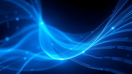 Abstract glowing blue light patterns on dark background, creating futuristic technological ambiance.