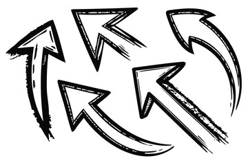  Curved grunge arrows turning left and upward