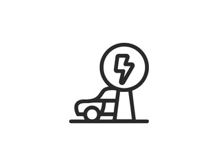 Charging & Energy Line Icon Set – Minimal Linear Icons of Battery, EV, Socket, Wireless Charging, Power Station, Electric Car & More