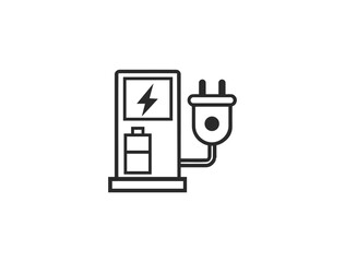 Charging & Energy Line Icon Set – Minimal Linear Icons of Battery, EV, Socket, Wireless Charging, Power Station, Electric Car & More