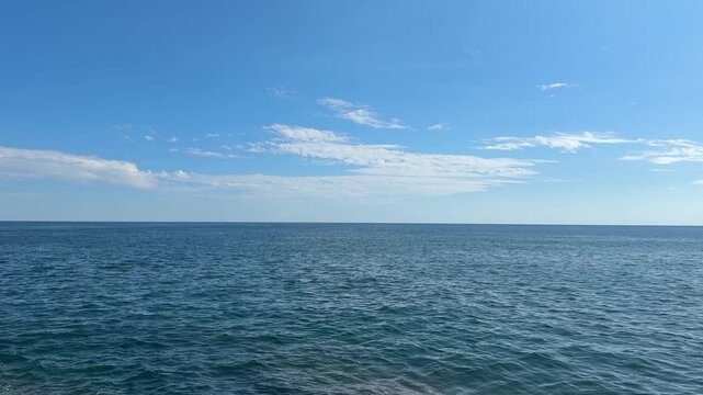 Sea and blue sky with clouds.