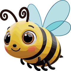 Obraz premium Cute Cartoon Bee Mascot – Vector Illustration of Smiling Honey Bee