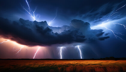 dark thunderstorm clouds exploding with intense lightning bolts across the sky cinematic electrical storm scene with high contrast turbulent motion and atmospheric power