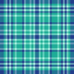Classic plaid pattern in cool blues and greens. Timeless, versatile background for textiles, fashion, or design. A refreshing, calming, stylish texture.