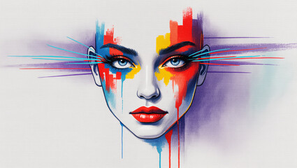 Vibrant abstract portrait highlighting beauty