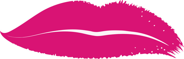 Vibrant pink kiss mark with a textured edge