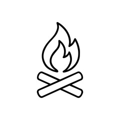 line icon Bonfire vector on white background 
Vector line icon on white background