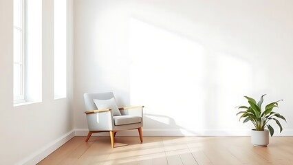Minimalist living room corner featuring a single armchair, embodying simplicity and calm.