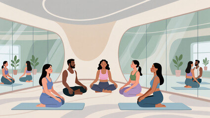 Relaxation techniques in a serene wellness studio setting