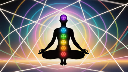 Chakra-focused meditation on vibrant energy patterns