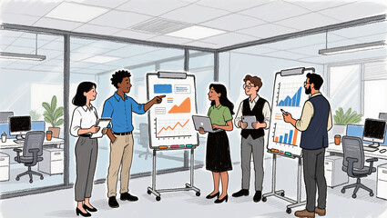 Team collaboration sparks creativity in a modern office setting