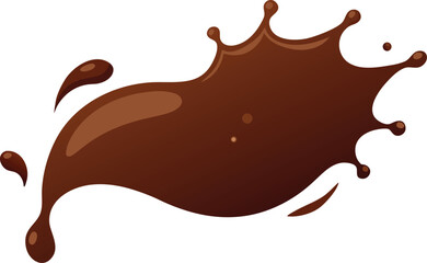 Dynamic chocolate splash with droplets and bubbles