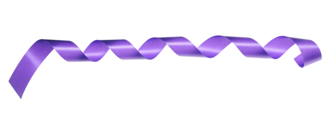 Violet paper ribbon flying isolated on white, background and texture, clipping path