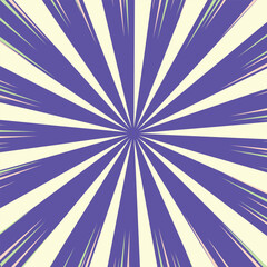 Bright Purple and Cream Retro Burst Background with Radial Lines new 2025 trendy sun brust retro comic style background
