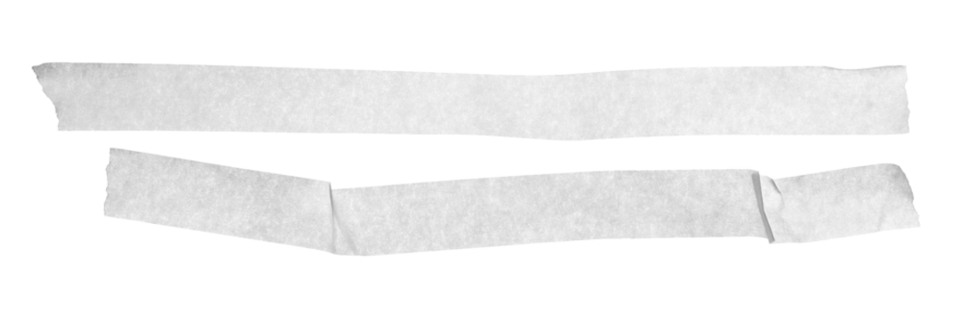 Set paper adhesive tape, pieces flying isolated on white, clipping path