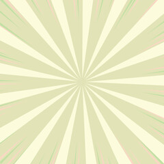 Obraz premium Retro Sunburst Pattern with Faded Green and Cream Stripes new 2025 trendy sun brust retro comic style background