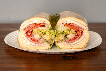 Italian sub cut in half