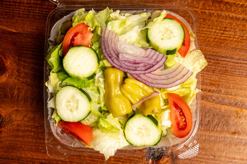 Tossed salad in a container
