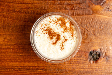 Rice pudding with cinnamon
