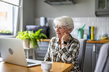 Senior woman using laptop at home

