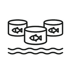 Fish Farming Tanks Shape-Based Outline Icon, Monochrome, Transparent Background
