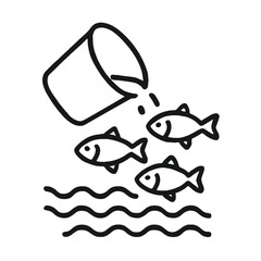 Fish Stocking Shape-Based Outline Icon, Monochrome, Transparent Background