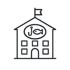 Fishing School Shape-Based Outline Icon, Monochrome, Transparent Background
