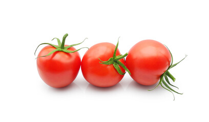 Red ripe fresh tomatoes isolated on white background