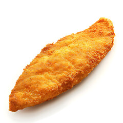 Crispy Breaded Fish Fillet on White Background
