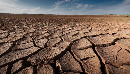 Fototapeta premium cracked soil texture shows that the soil is deficient in water and nutrients