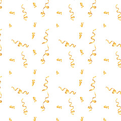 Golden Streamers Seamless Pattern Vector for Party and Celebration Themes